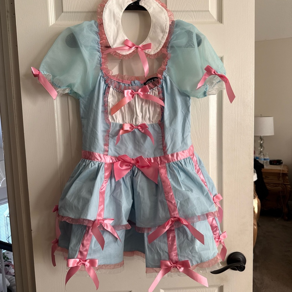 Dolls Kill Blue and Pink Ruffle Dress